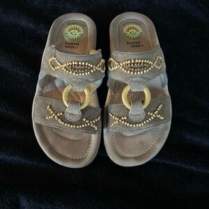 Earth Sandals with Beaded Accents